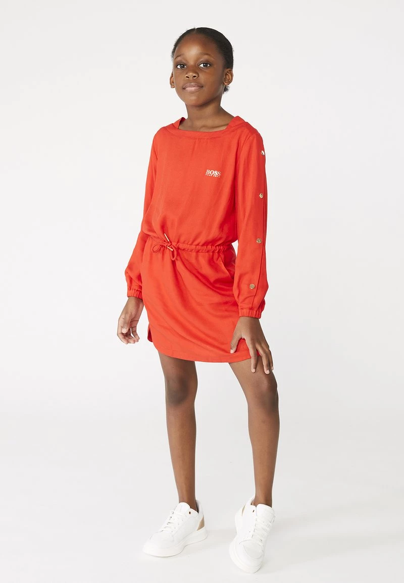 BOSS Kidswear MANCHES LONGUES Robe De Jour Rouge Orange Enfant 3 BOSS Kidswear MANCHES LONGUES Robe De Jour Rouge Orange Enfant