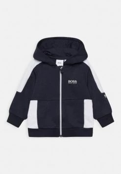 BOSS Kidswear Enfant HOODED CARDIGAN Sweat à Capuche Zippé Bleu Cargo