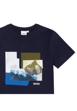 BOSS Kidswear TEE T Shirt Imprimé Bleu Cargo Enfant -BOSS Soldes Magasin beba0de6b959443c9bb26ef0664e5273