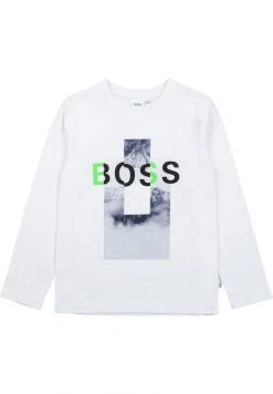BOSS Kidswear Enfant T Shirt à Manches Longues Blanc Vert